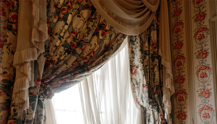 Multi-coloured floral drapes