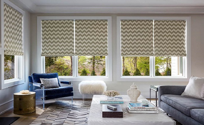 chevron print roman shades